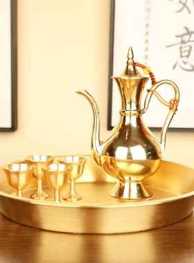 清酒器黄铜酒壶手工制作复古古典创意黄铜 热暖烫酒壶饮酒器具