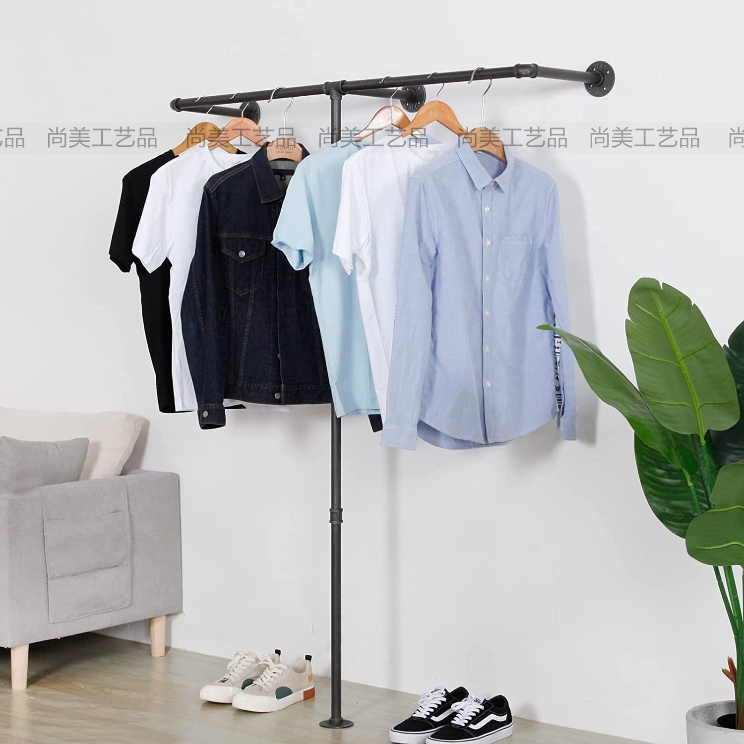工业风复古服装展示架落地式服装货架壁挂上墙晾衣杆水管挂衣架