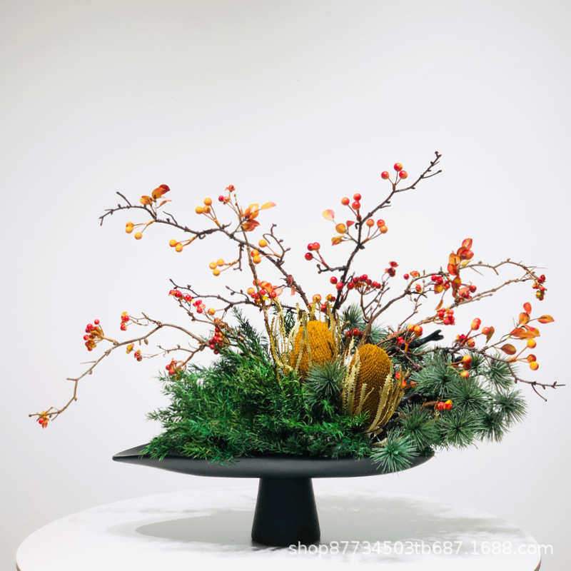 新中式日式侘寂风禅仿真花艺插花售楼处玄关茶几样板间家居摆件设,鲜花速递/花卉仿真/绿植园艺,仿真绿植,淘宝优惠券,粉丝福利购,淘宝优惠卷