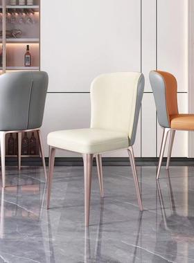 意式贝勒简椅餐椅凳家用休闲皮约铁艺餐椅子网红轻奢风软APD包椅