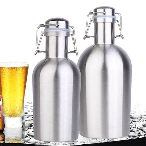 304不锈钢啤酒桶 白酒壶户外双层保温保冷 随身家用大容量空酒瓶