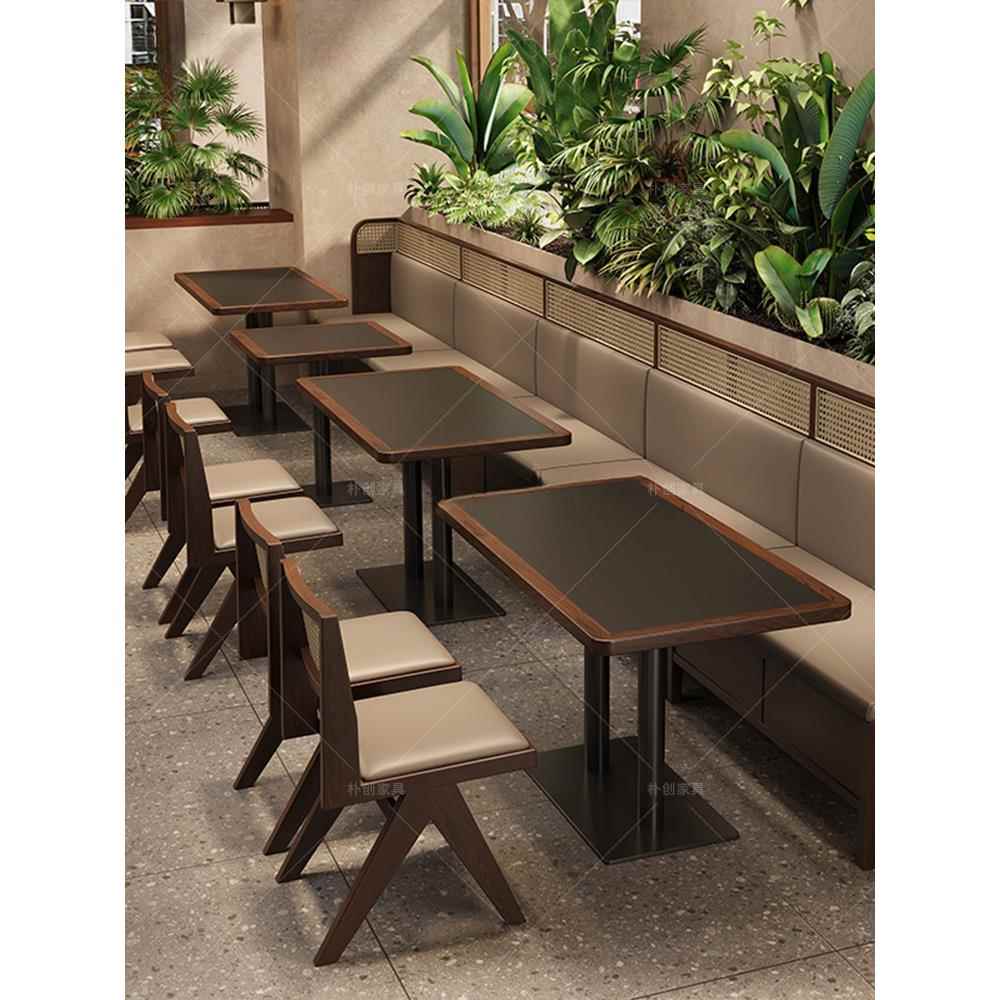 东南亚餐厅卡座沙发商用实木茶楼茶餐厅烧烤店餐饮火锅店桌椅组合