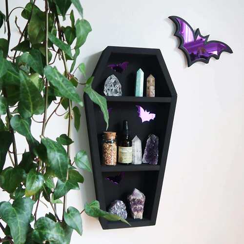 Mirrored Purple Bat Coffin Shelf 紫色镜子蝙蝠棺材架子