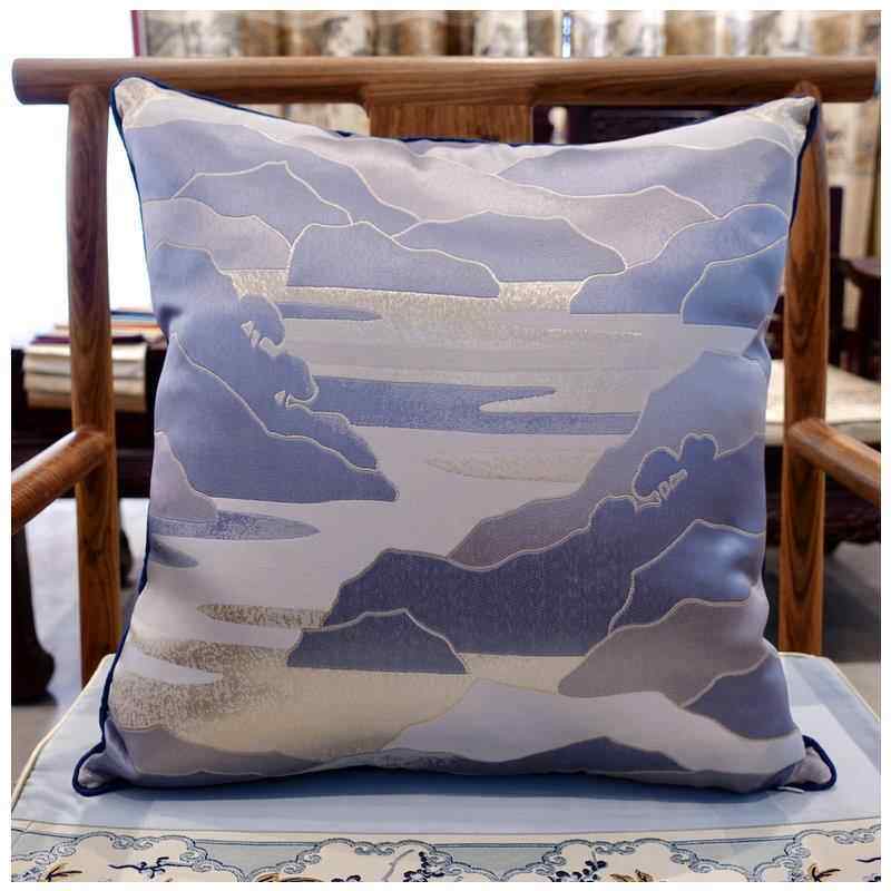 现代新中木轻式高SH008-17精密提花面料红家具抱枕桌旗沙发坐垫奢