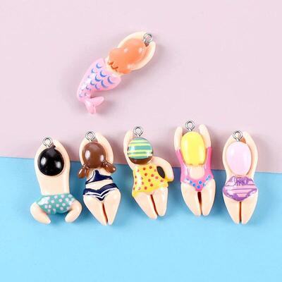 10pcs Funny Swimming Sportsman Resin Earring Charms DIY Hair