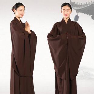 大褂长袍禅修服海清黑色深咖啡色 长衫 海青居士服女男款 春夏季