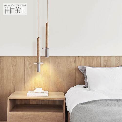 创意直筒餐厅吧台单头吊灯圆柱商用前台奶油风中古卧室床头小吊灯