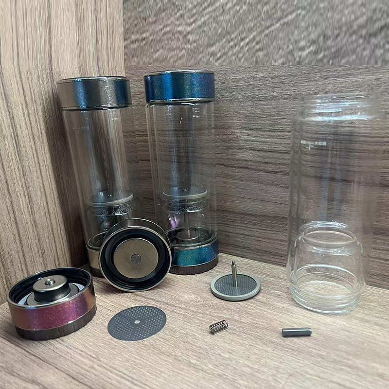 新款高硼硅玻璃钛水杯加厚玻璃水杯茶水分离杯玻璃钛杯双层水杯