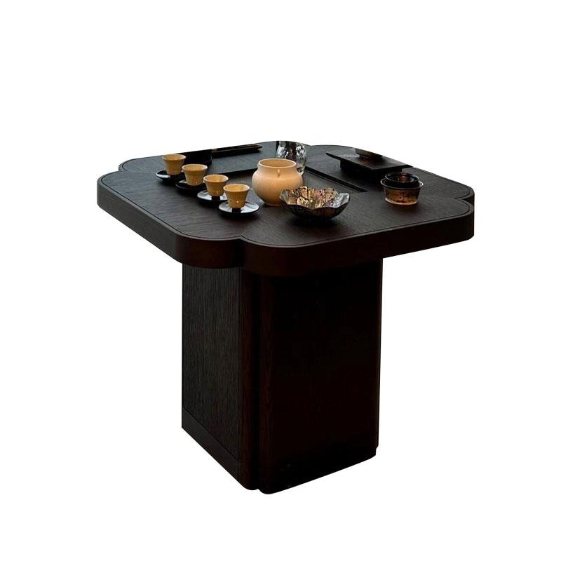 高档新中式桌阳台茶2025新款实木黑海棠色桌现代简胡约桃木小户型
