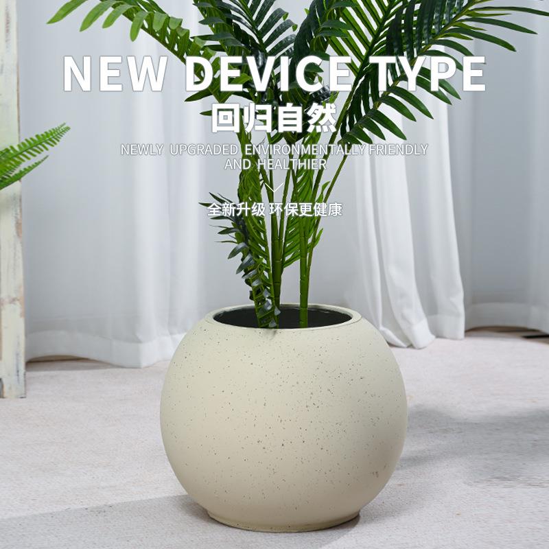 圆形水泥花盆室内落地装饰绿植盆栽花器简约客厅民宿阳台别墅摆设