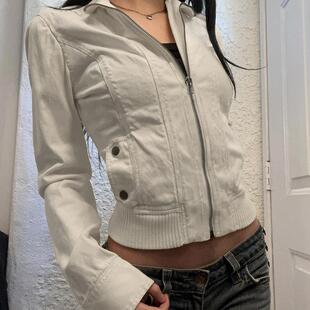 Vintage Cropped Jackets for Women Harajuku Casual Slim Fit Z