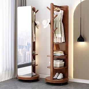 全镜地镜家身用穿WTM衣镜卧室可旋转移动实木一带落挂衣架体试衣