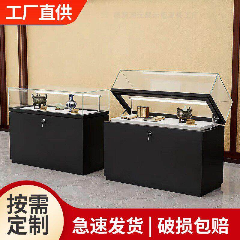 博物馆液压玻璃展示柜文献资料字画奖牌展览柜企业展厅文物展示柜