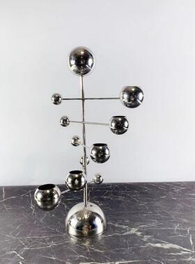 简约现代创意多层旋转层叠烛台金属软装饰品摆件餐桌样板间摆设