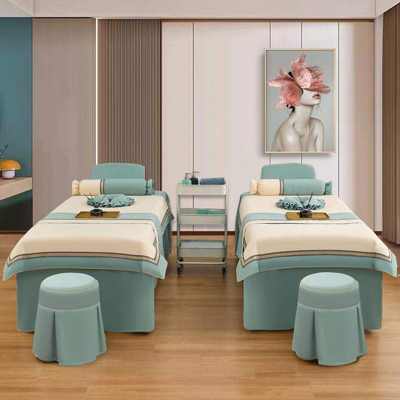 CB新款美容床罩RR14四套美容按H摩院SPA洗采头床件理疗耳床套四季