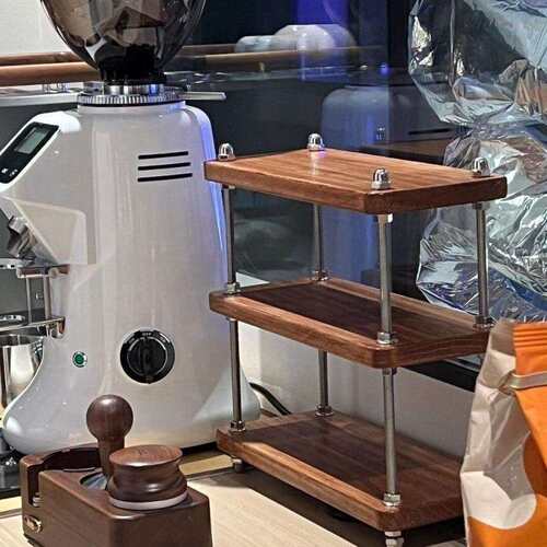 T4kzi德国古风茶杯架厨房置物架台面办公隔层桌面新中式实木架子