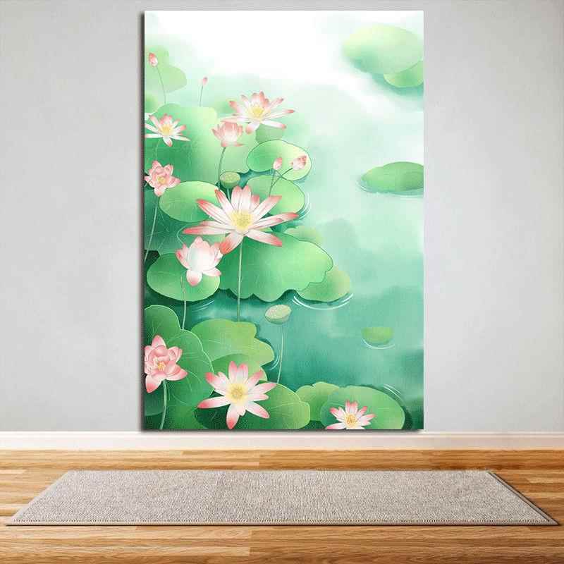 莲花荷花荷叶摄影图植物花卉客厅玄关风水招财壁画宿舍贴画自粘画