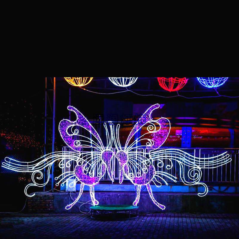 LED仿真发光蝴蝶户外花园地插灯公园亮化景观光节天使翅膀造型灯