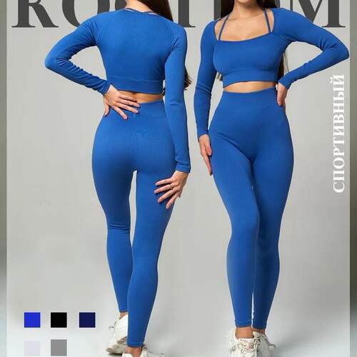 Neck hanging long sleeved high waisted tight pants sports