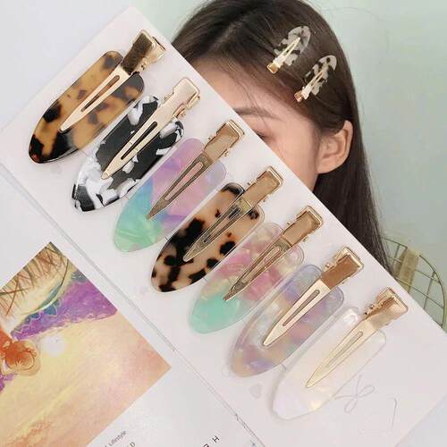 4/2Pcs Leopard Acetate Hair Clips Bangs Seamless Clip Makeup