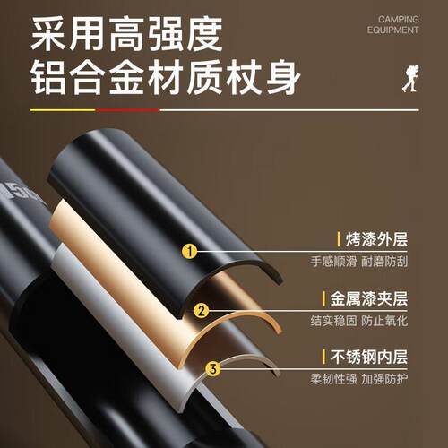 德国登山杖手杖专业户外徒步爬山拐杖超轻伸缩老人防滑拐棍厂