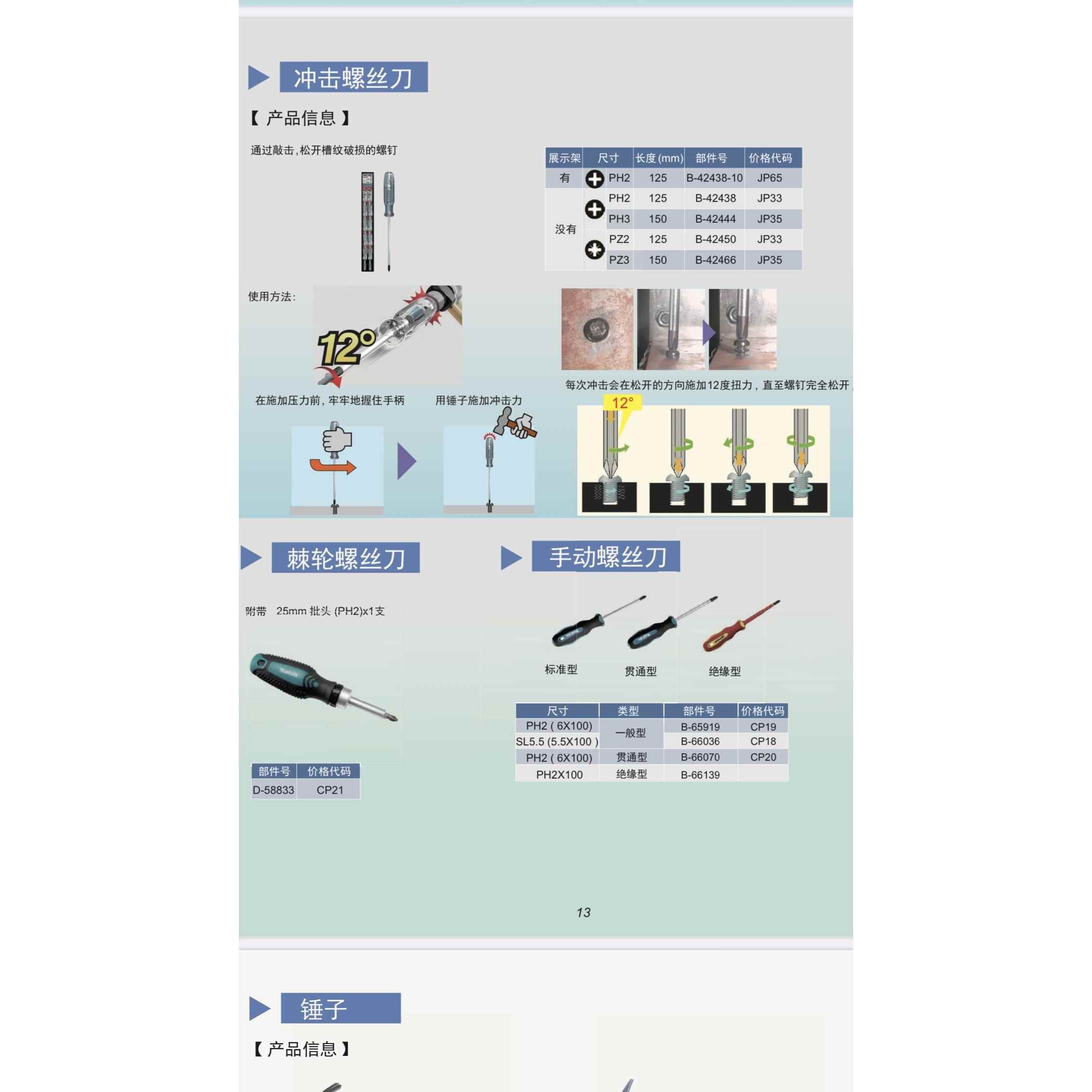 akita牧田手动工具/锤子/
