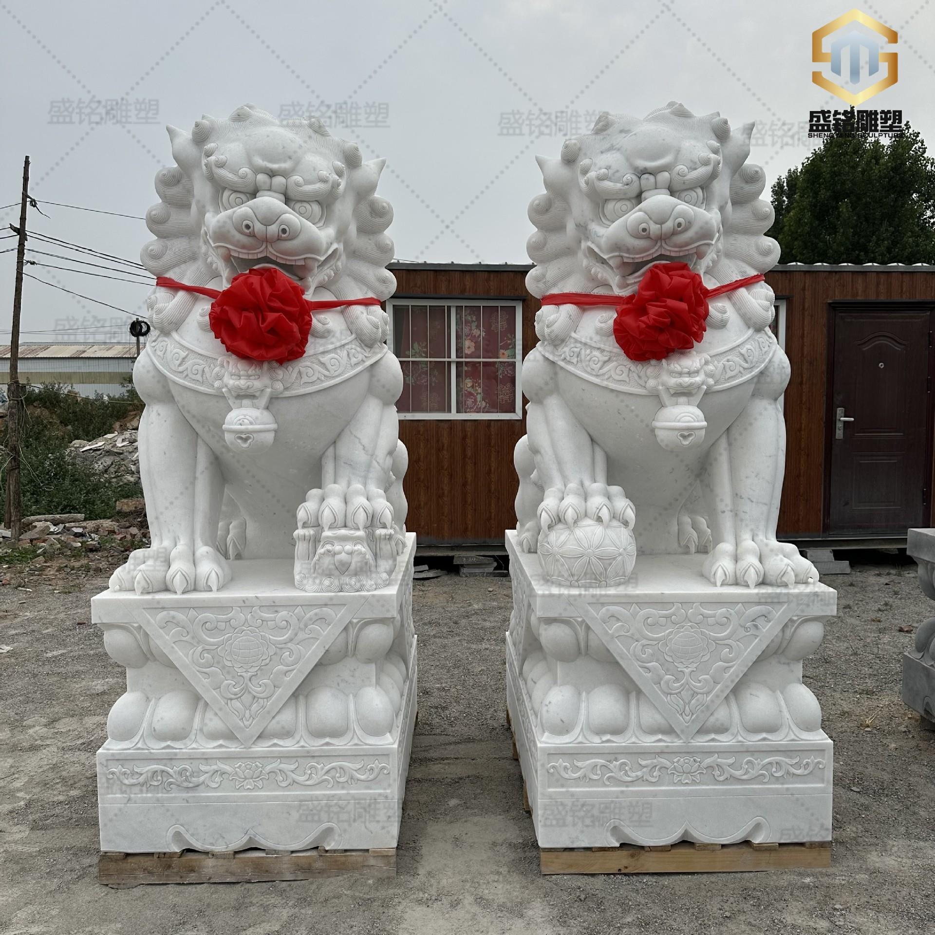 石雕狮子酒店公司祠堂寺庙高度两米五汉白玉石狮子一对门口摆件