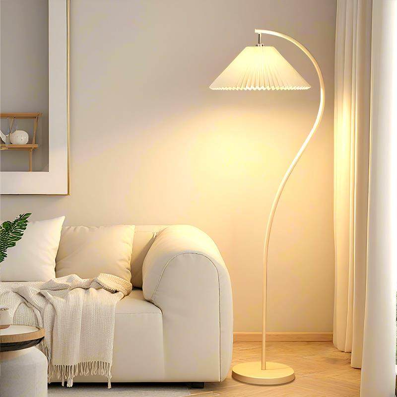 奶油风百褶落地灯钓鱼床头灯立式台灯法式日式客厅我是创意气氛灯