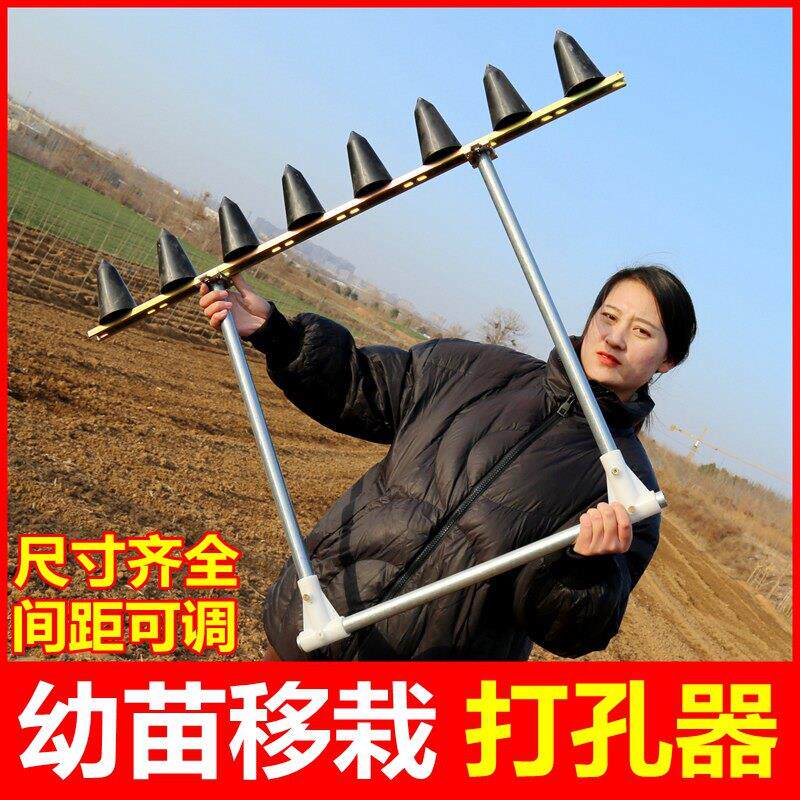 种草莓神器栽苗打孔器定植打眼机移栽打坑泥土挖坑花生播种撒饵器