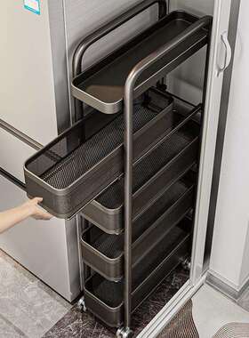 夹缝置物架厨房门后冰箱侧面极窄缝抽拉篮缝隙收纳柜卫生间小推车