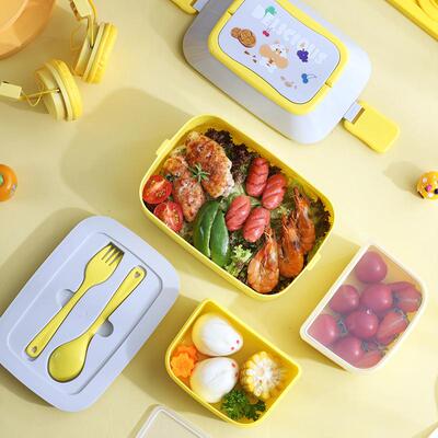 Cute Portable Lunch Box for Girls School Kids Plastic Picnic