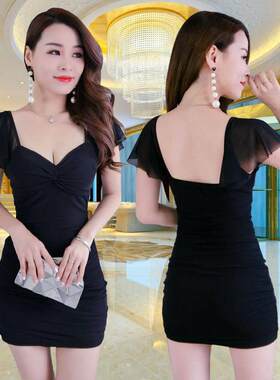 夜店女装小姐性感连衣裙新款夜场气质养生桑拿技师服低胸包臀工服