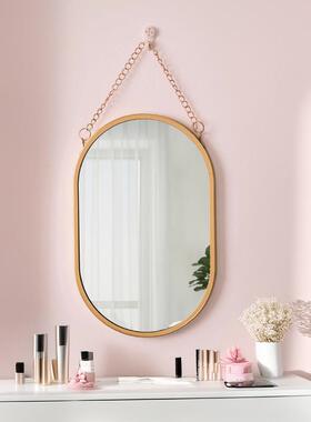 北欧风铁艺壁挂式镜子几何极简金属金边框挂镜墙壁玄关卫浴化妆镜