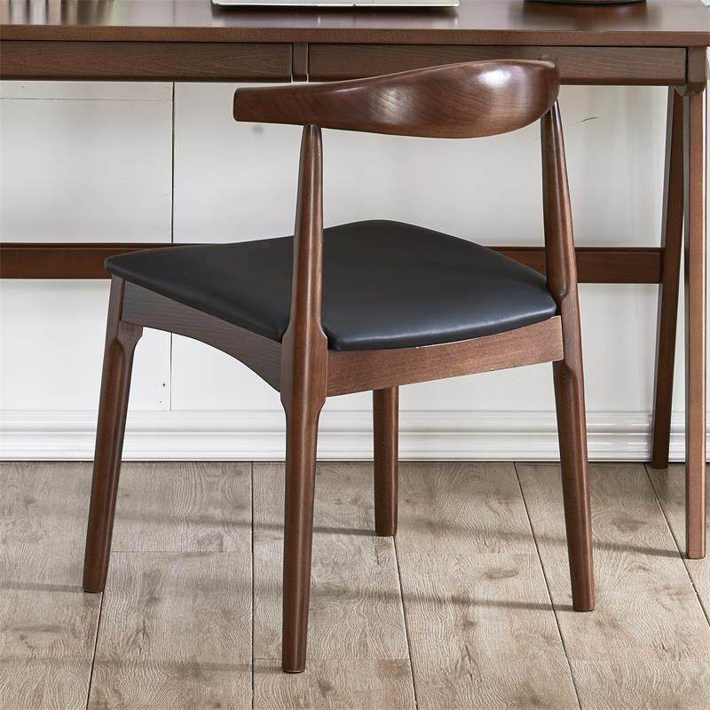 家逸实木牛角椅简约休闲椅欧式西餐厅咖啡厅酒店餐饮椅子