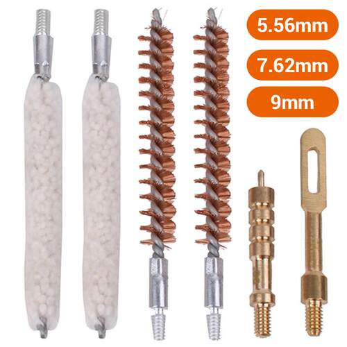 6 Pcs/Set Gun Cleaning Rod Brush Head Kit .30cal 7.62mm .22c