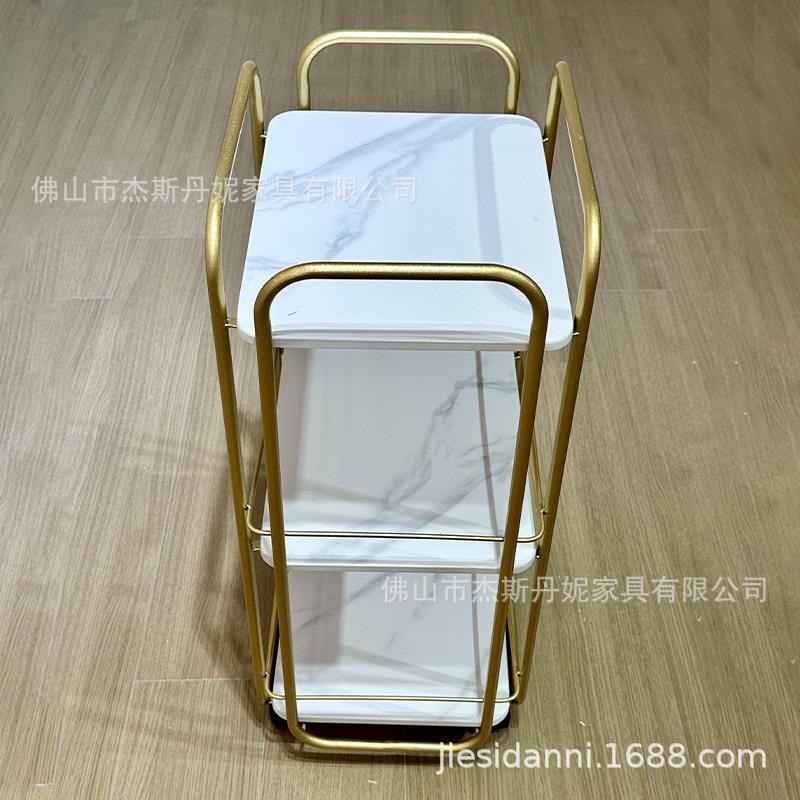 移动小推车落地多层置物架整理收纳五金工艺大理石面板带轮收纳架