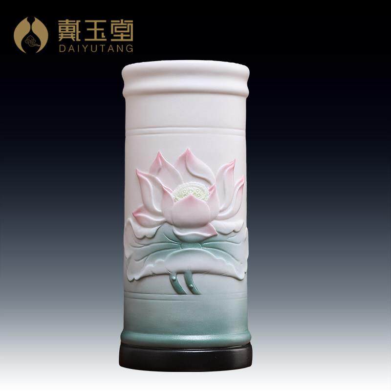戴玉堂陶瓷香筒插香花瓶中式客厅用家用祝福供佛观音佛具陶瓷香桶