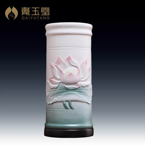 戴玉堂陶瓷香筒插香花瓶中式客厅用家用祝福供佛观音佛具陶瓷香桶