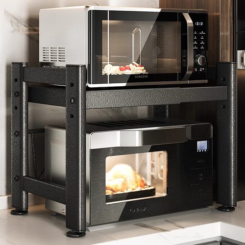 微波炉置物架电饭煲微蒸烤一体机2024新款家用厨房台面调料收纳架