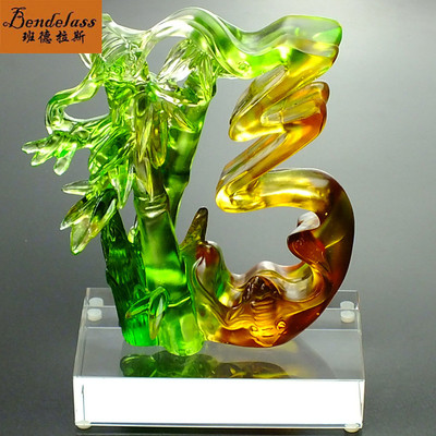 班德拉斯退休高档琉璃财富节节高竹子摆件工艺品送生日礼物祝福