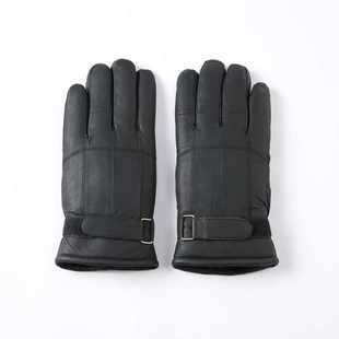 加厚加绒真皮手套男摩托车开车骑行拼接羊毛内里防风保暖手套户外