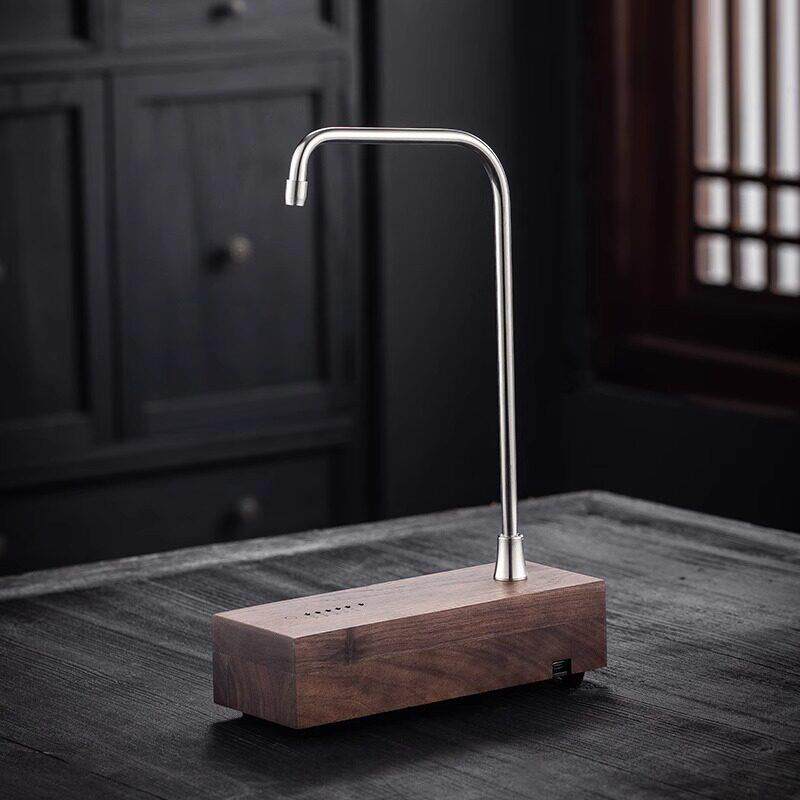 胡桃木电动抽水器桶装水定量上水器充电插电两用自动吸水家用茶具