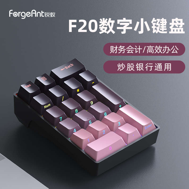 锐蚁F20数字机械键盘小键盘有线外接笔记本电脑财务会计迷你便携