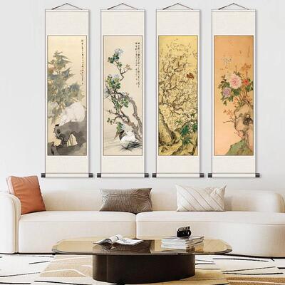 贵妃出浴图清代山水花鸟画名家字画仿古卷轴画办公室书香书房挂画