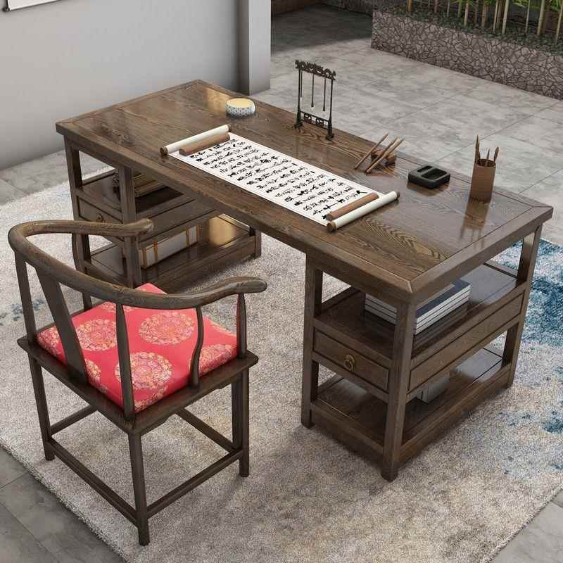 【折扣价】中式书法桌实木画案书画桌榆木花梨木书桌仿古原木办公