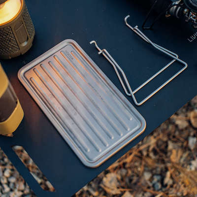 WOOKOO户外纯钛烧烤板可拆卸折叠支架露营轻量便携BC纯钛烤肉盘