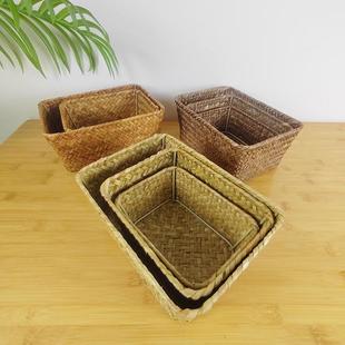 收纳筐姜蒜篮放菜水果的桌面杂物整理盒小物件玄关编织无盖药箱子