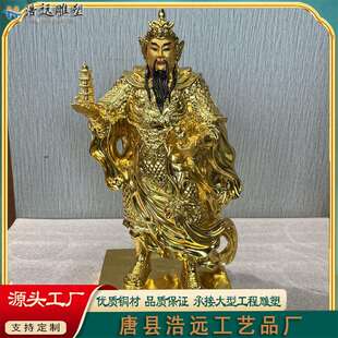 贴金彩绘托塔天王李靖铜神像 哪吒父亲雕塑铸造厂