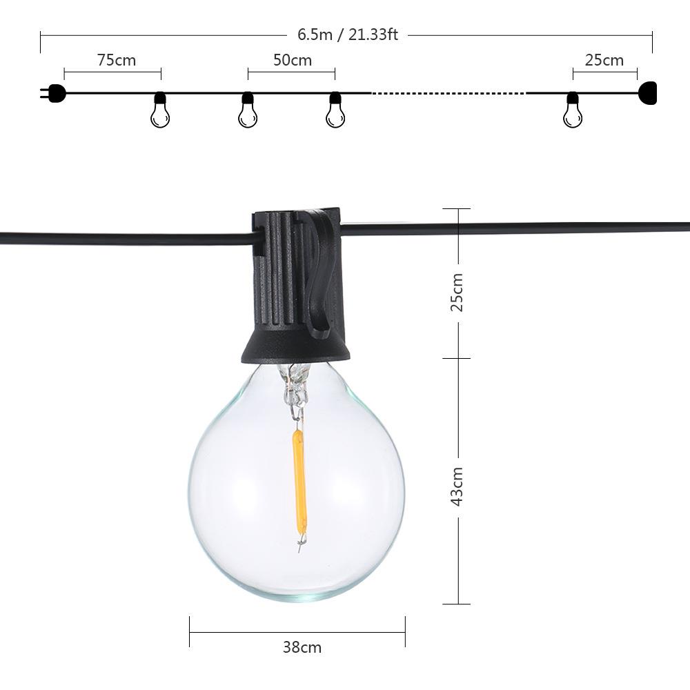 新品现货6.5米G40LED欧规12灯户外G40led串灯复古露营灯串