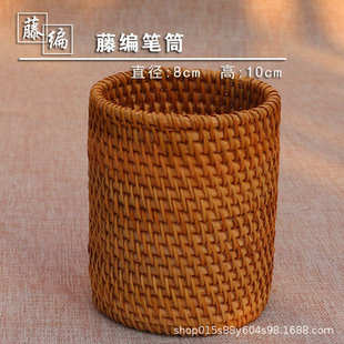 越南秋藤编笔筒茶具竹茶夹茶勺茶六君子茶道配件收纳筒 厂家批发
